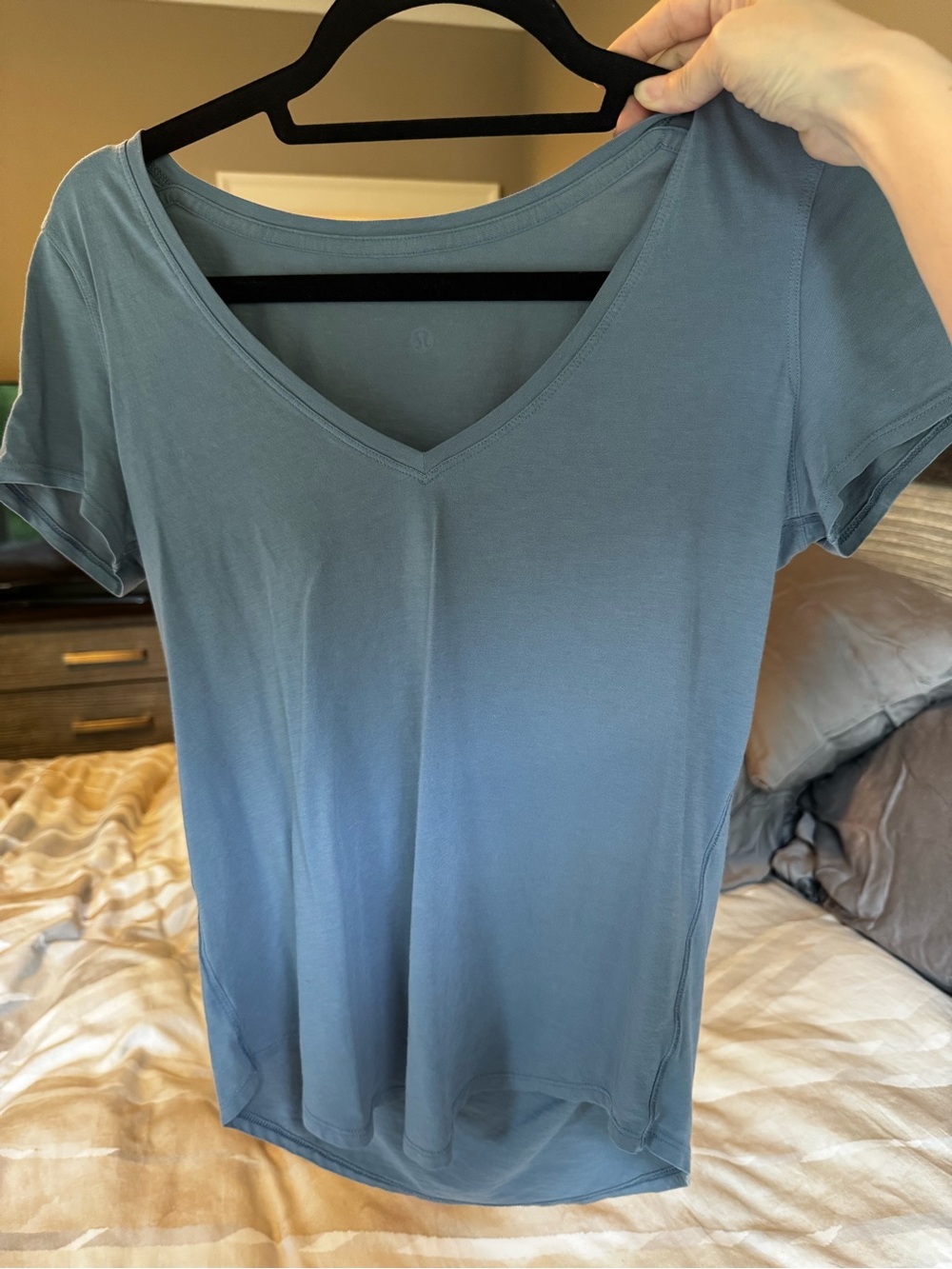 lululemon athletica Slate Blue V-Neck Short Sleeve Tee